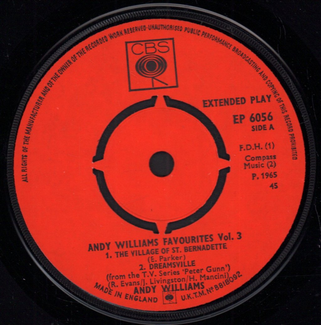 Andy Williams - Favourites Vol 3 - 7 Inch