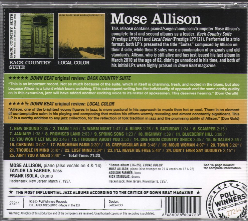 Mose Allison - Back Country Suite + Local Color - Cd