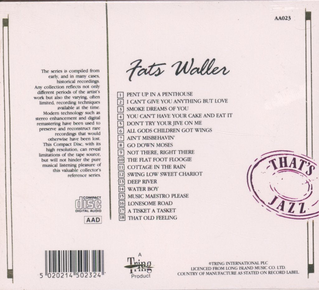 Fats Waller - 18 Reflective Recordings - Cd
