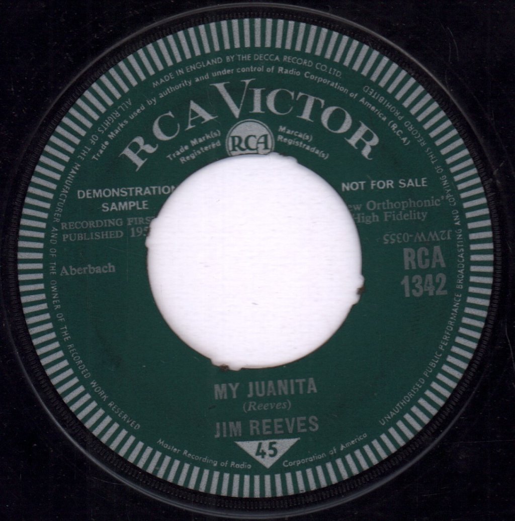 Jim Reeves - Welcome To My World / My Juanita - 7 Inch