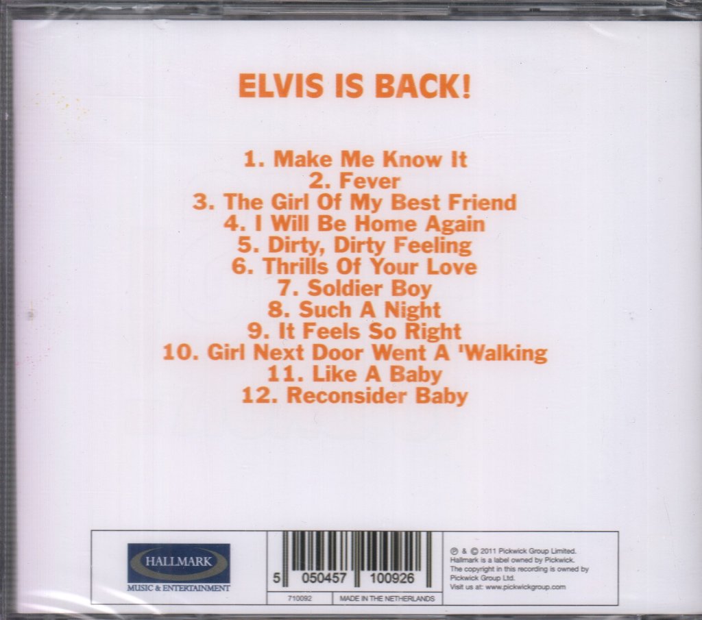 Elvis Presley - Elvis Is Back! - Cd