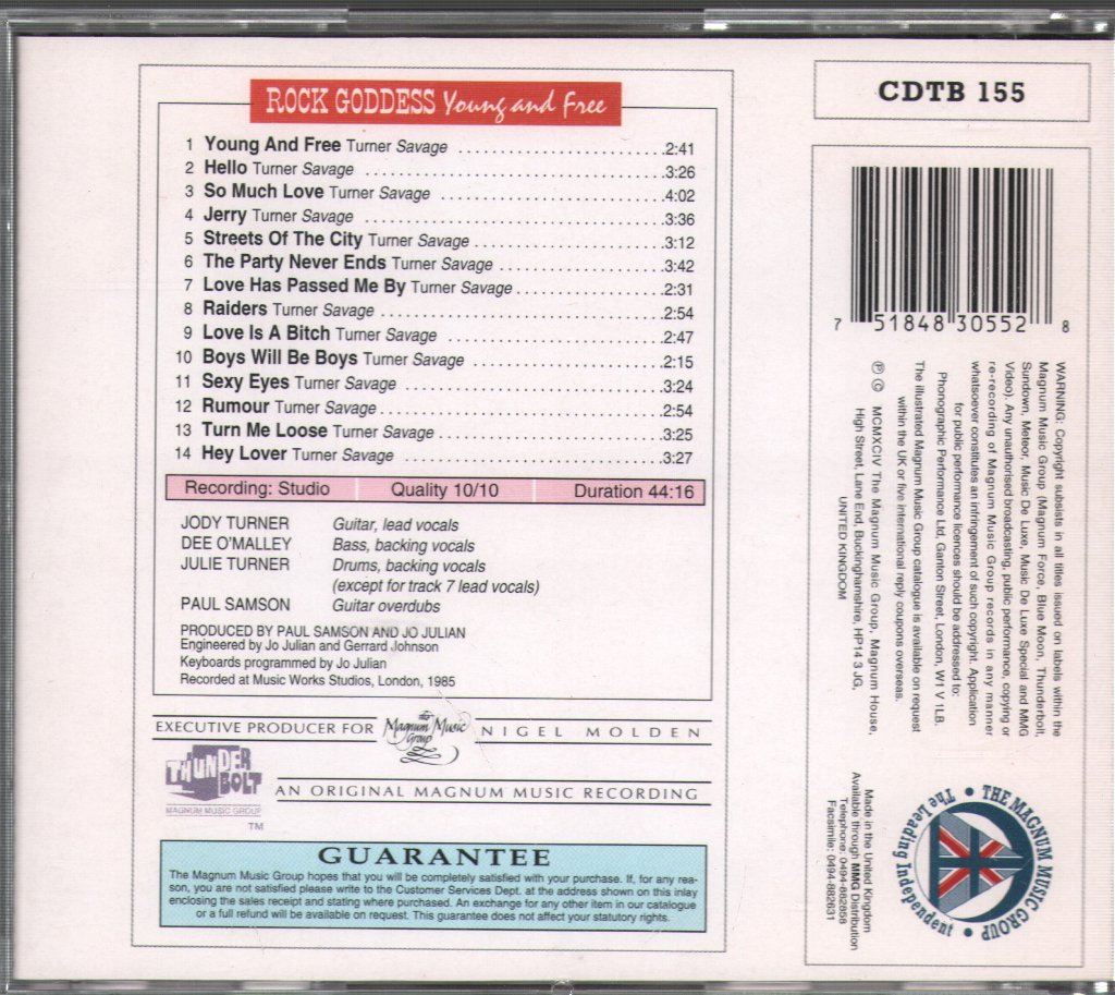 Rock Goddess - Young And Free (The Lost Album) - Cd