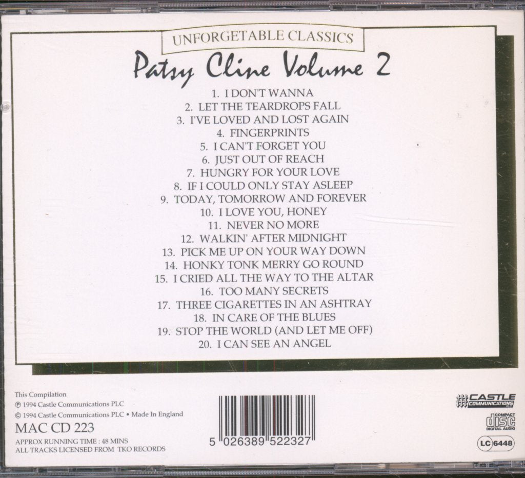 Patsy Cline - Unforgettable Classics Volume 2 - Cd