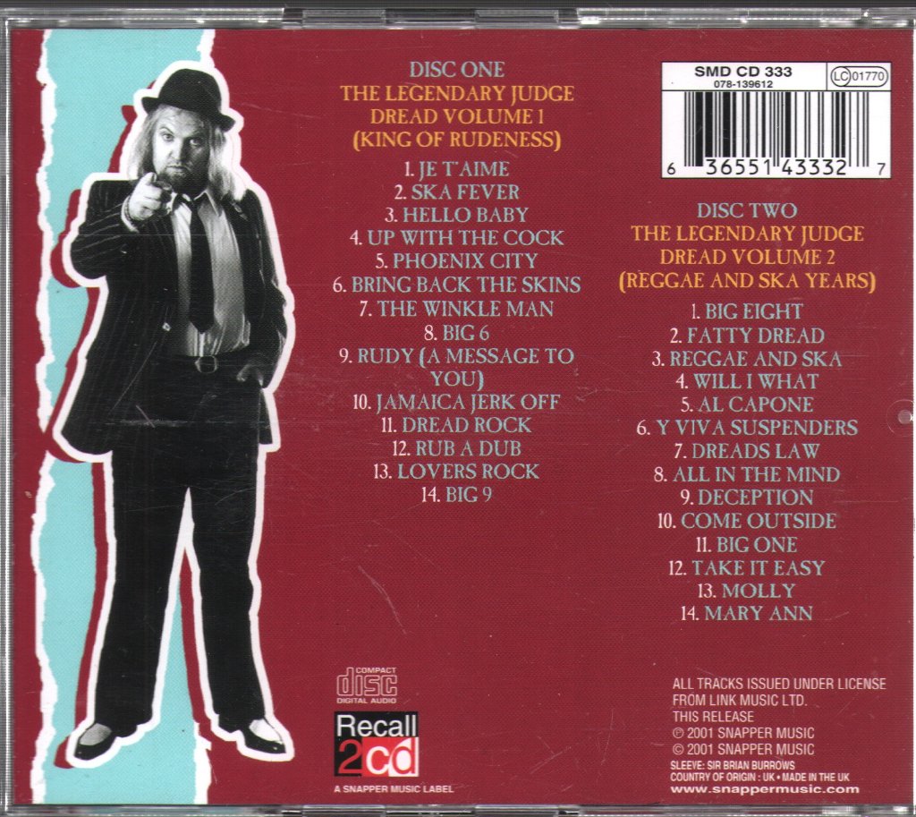 Judge Dread - Legendary... - Double Cd