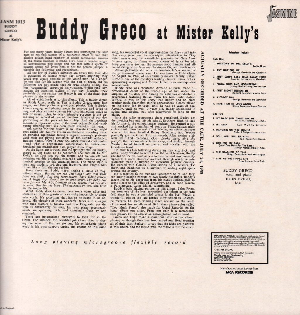 Buddy Greco - At Mister Kelly's - Lp