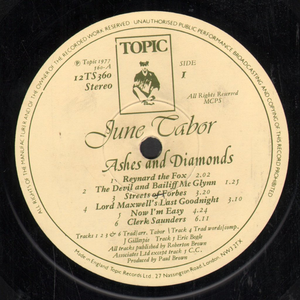 June Tabor - Ashes And Diamonds - Lp