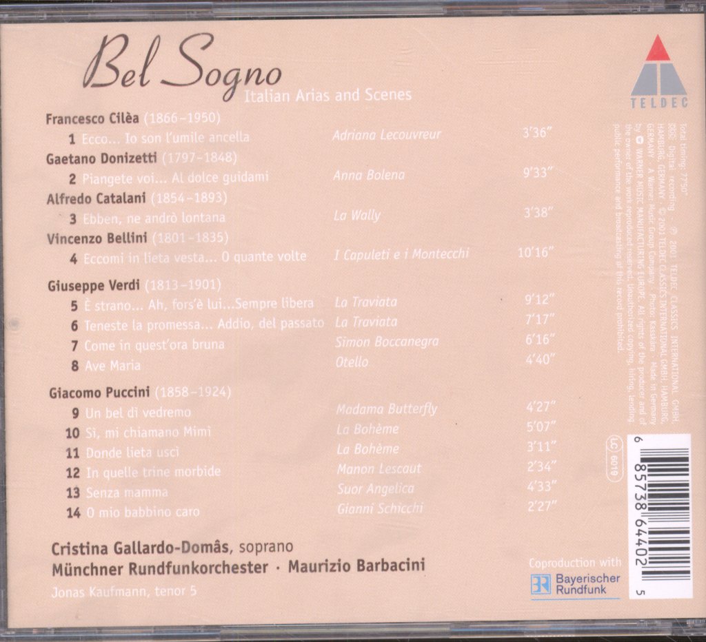 Münchner Rundfunkorchester, Maurizio Barbacini - Bel Sogno (Italian Arias And Scenes) - Cd