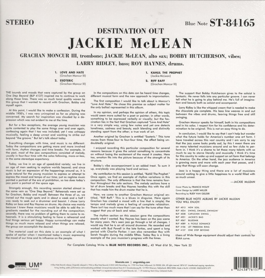 Jackie McLean - Destination... Out! - Lp