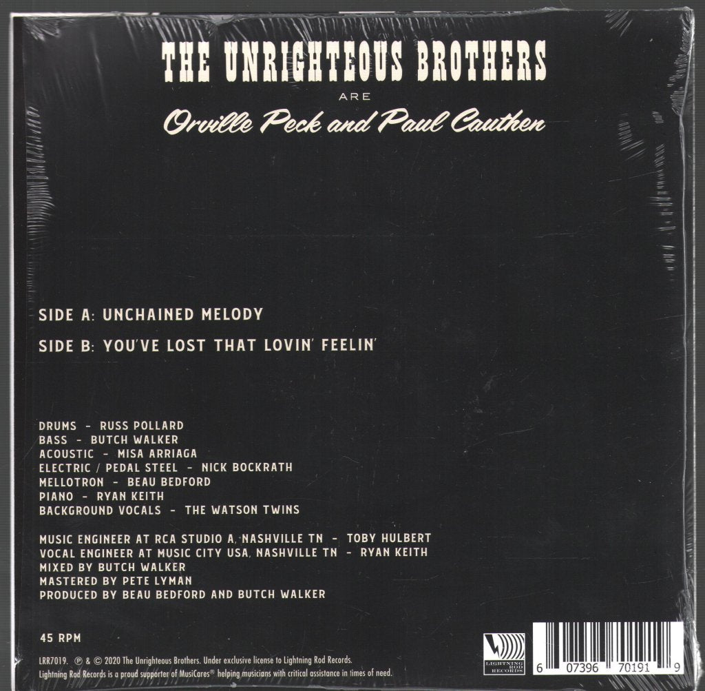 Unrighteous Brothers - Unchained Melody / You've Lost That Lovin' Feelin' - 7 Inch