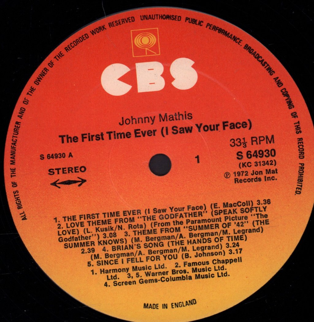 Johnny Mathis - First Time Ever - Lp