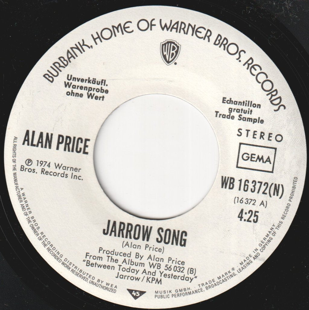 Alan Price - Jarrow Song - 7 Inch