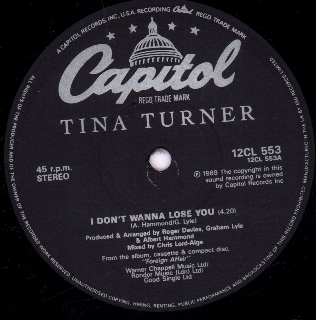 Tina Turner - I Don't Wanna Lose You - 12 Inch
