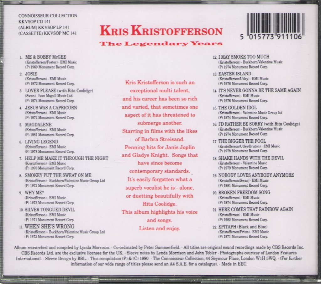 Kris Kristofferson - Legendary Years - Cd
