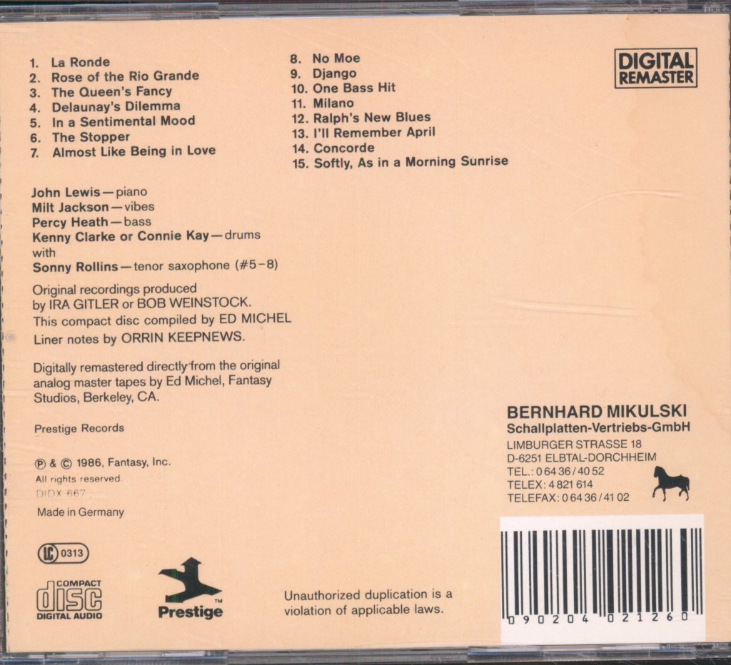 Modern Jazz Quartet - Artistry Of The Modern Jazz Quartet - Cd