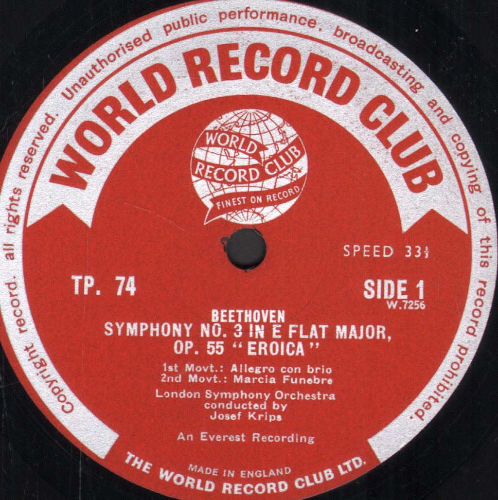 Josef Krips / London Symphony Orchestra - Beethoven - Symphony No. 3 (Eroica) - Lp
