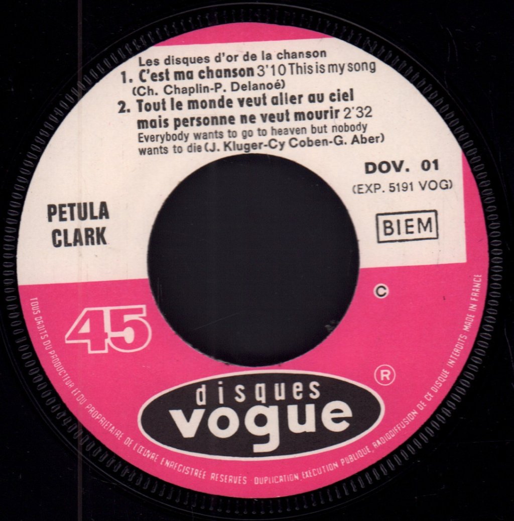 Petula Clark - Les Disques D'or De La Chanson - 7 Inch