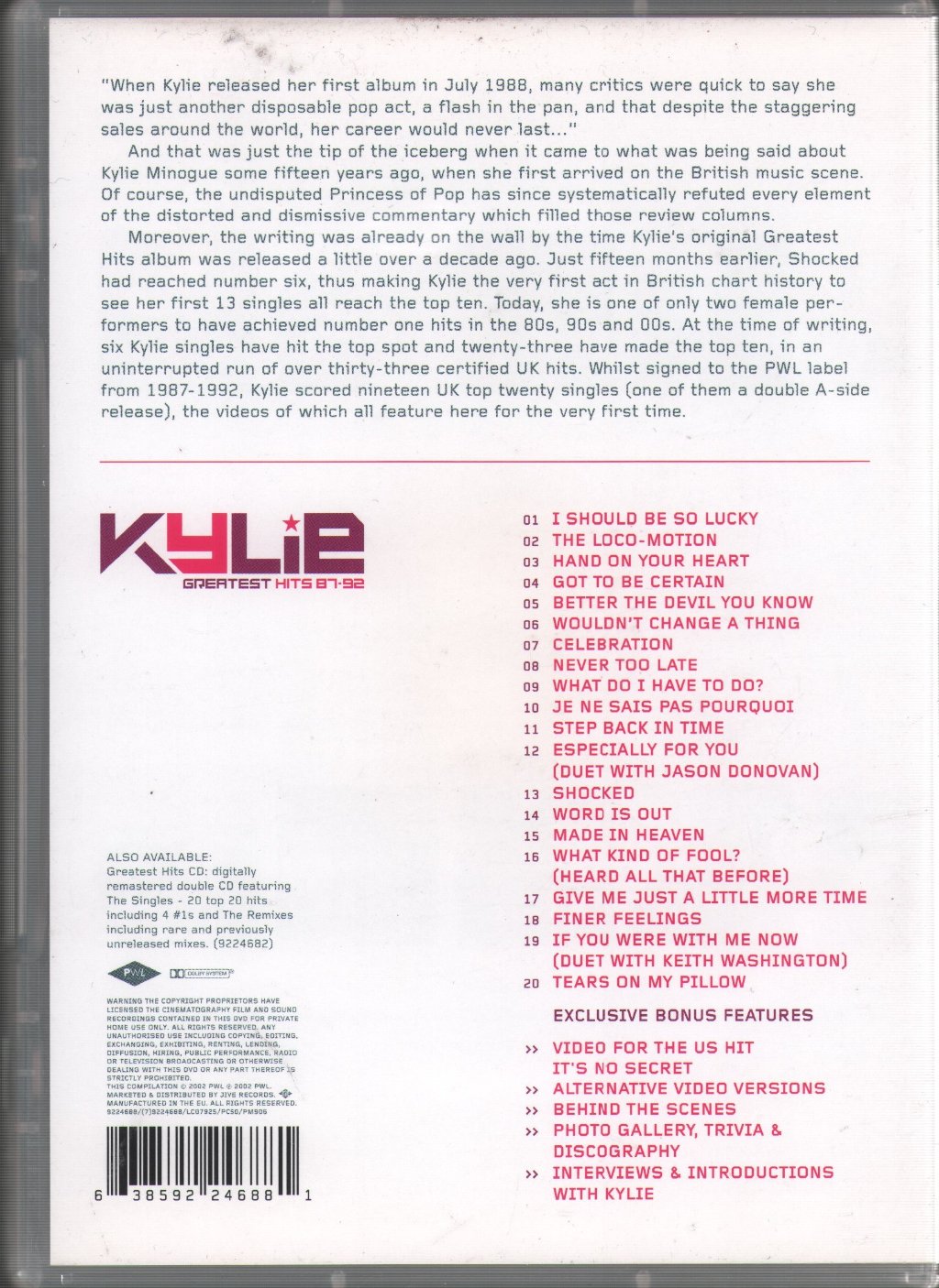 Kylie Minogue - Greatest Hits - Dvd