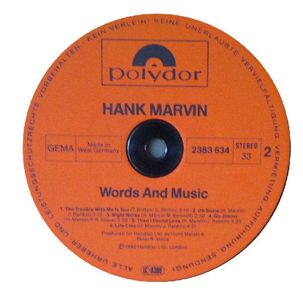 Hank Marvin - Words And Music - Lp