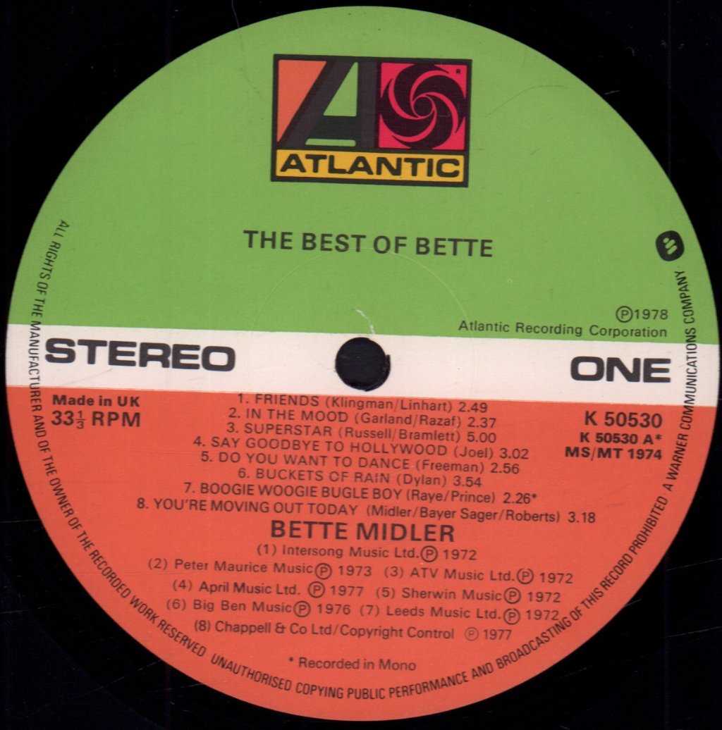 Bette Midler - Best Of Bette - Lp