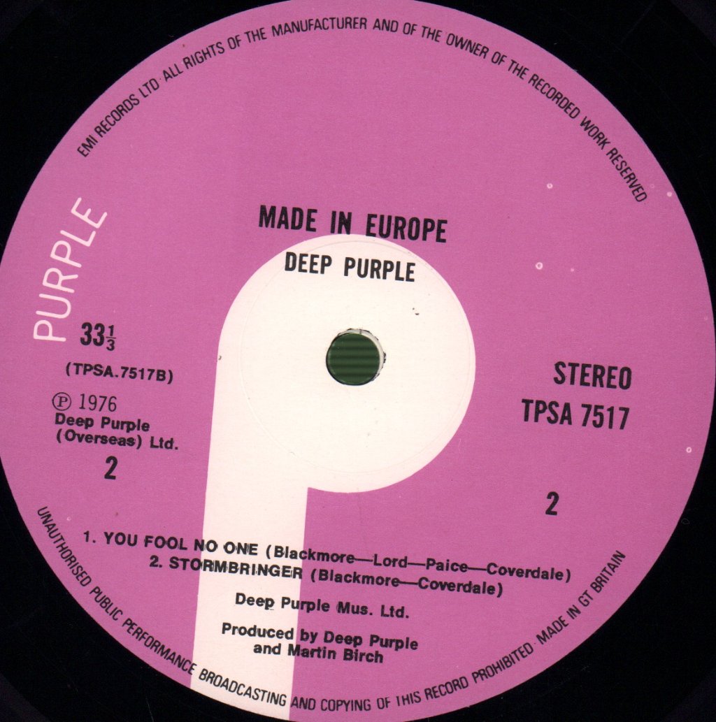 Deep Purple - Made In Europe - Lp