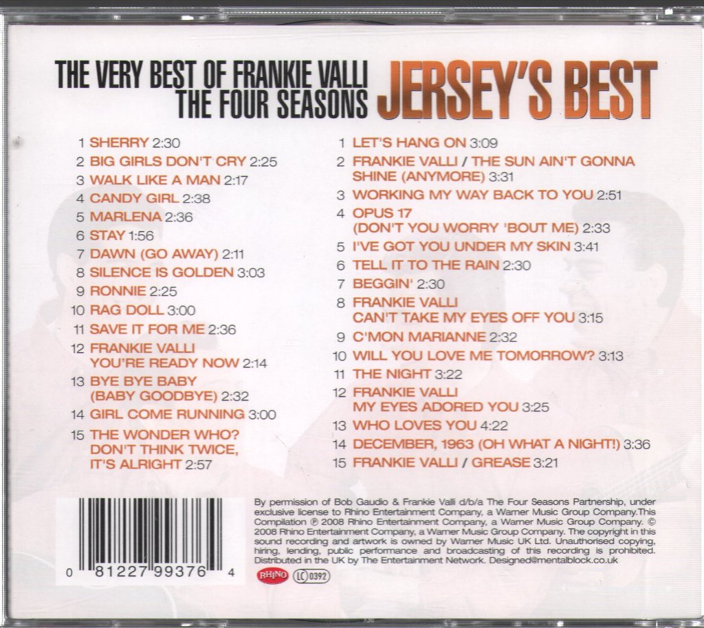 Frankie Valli And The Four Seasons - Jersey's Best The Very Best Of - Double Cd