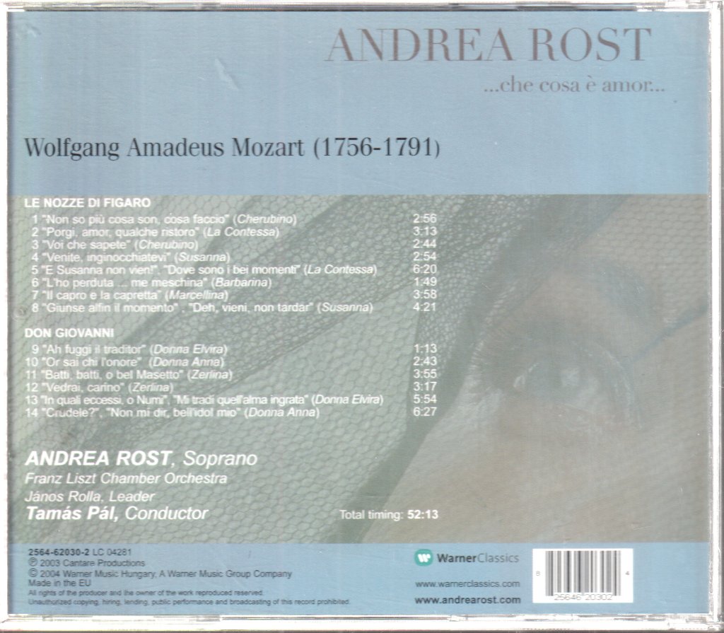 Andrea Rost, Franz Liszt Chamber Orchestra - Mozart - ...Che Cosa É Amor... Mozart Arias - Cd