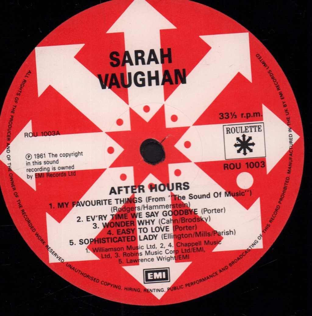 Sarah Vaughan - After Hours - Lp