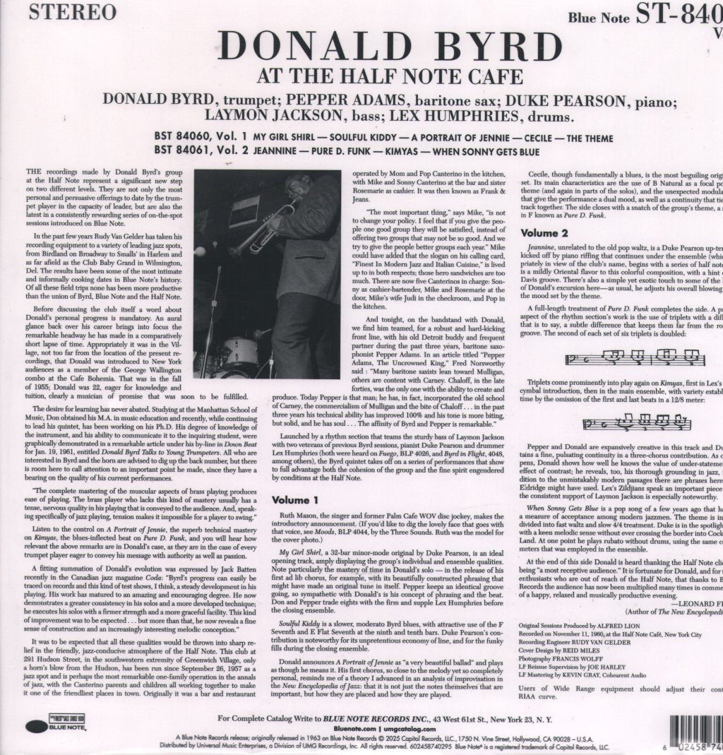Donald Byrd - At the Half Note Cafe, Vol. 2 - Lp