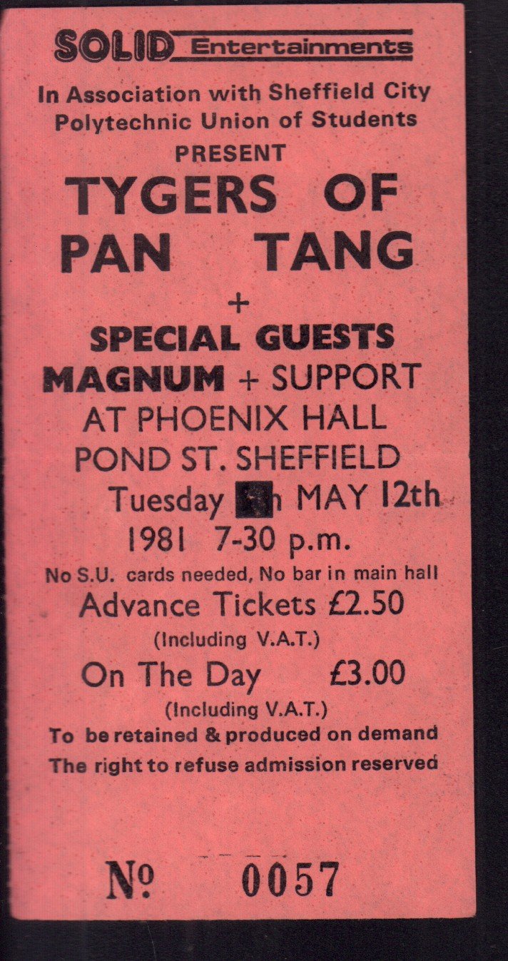Tygers Of Pan Tang/Magnum - Phoenix Hall May 12 1981 - Ticket