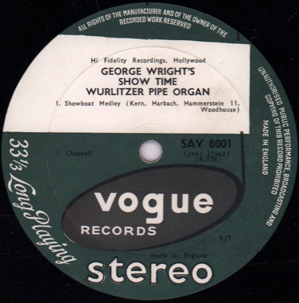 George Wright - George Wright's Show Time Wurlitzer Pipe Organ - Lp