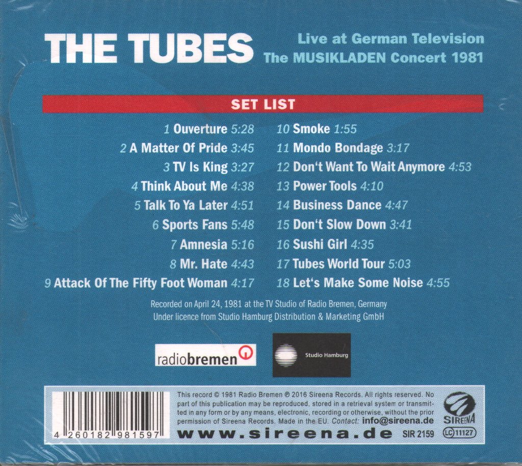 Tubes - Musikladen Concert 1981 - Cd