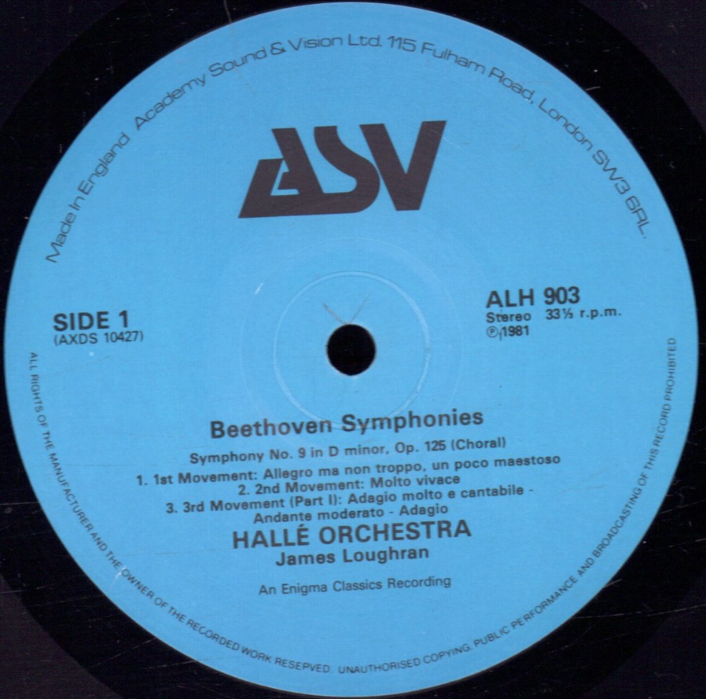 Halle Orchestra - Beethoven Symphony No. 9 In D Minor Op. 125 "Choral" - Lp