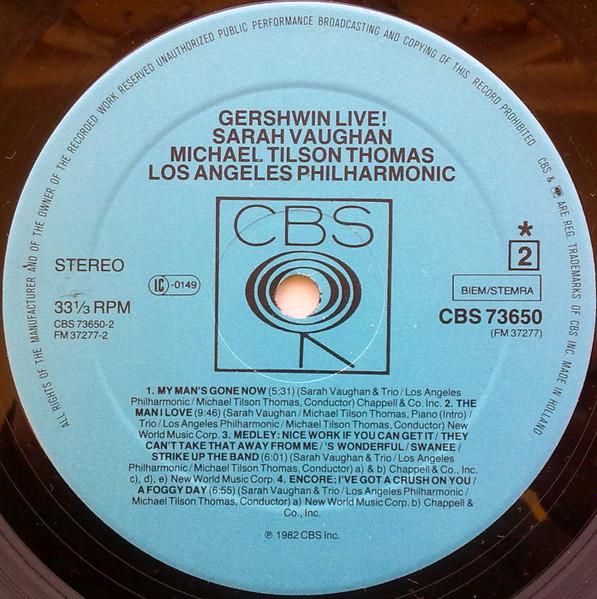 Michael Tilson Thomas Sarah Vaughan Los Angeles Philharmonic - Gershwin Live! - Lp