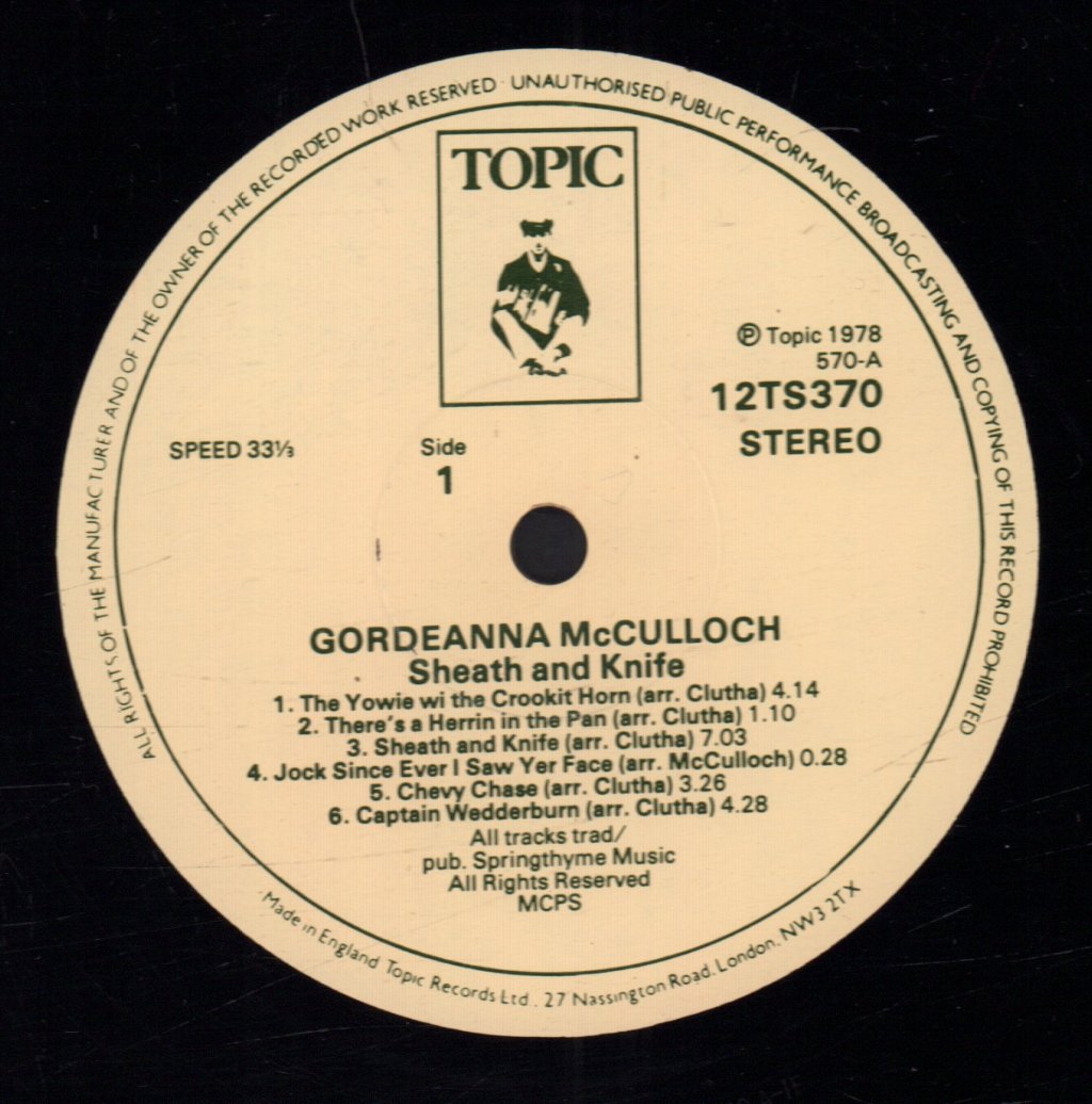Gordeanna Mc Culloch With The Clutha - Sheath And Knife - Lp