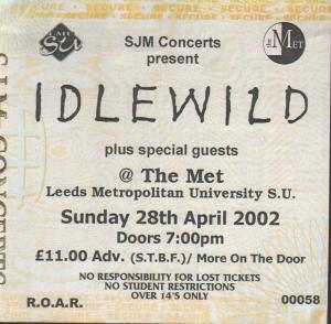 Idlewild - Met, 28Th April 2002 - Ticket