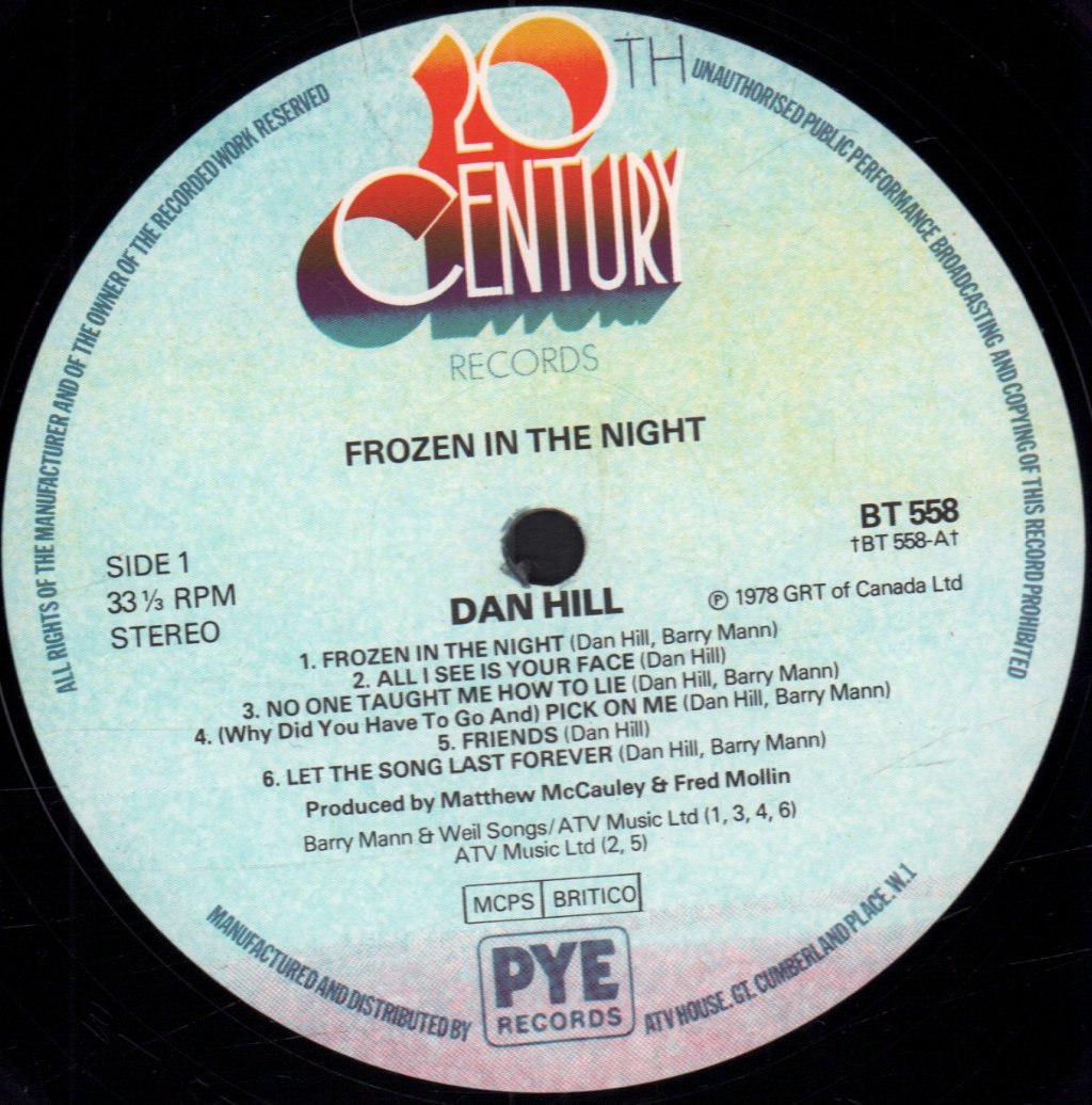 Dan Hill - Frozen In The Night - Lp