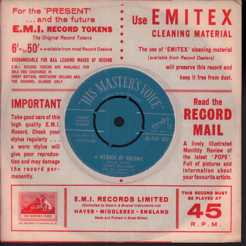Danny Williams - Moon River - 7 Inch