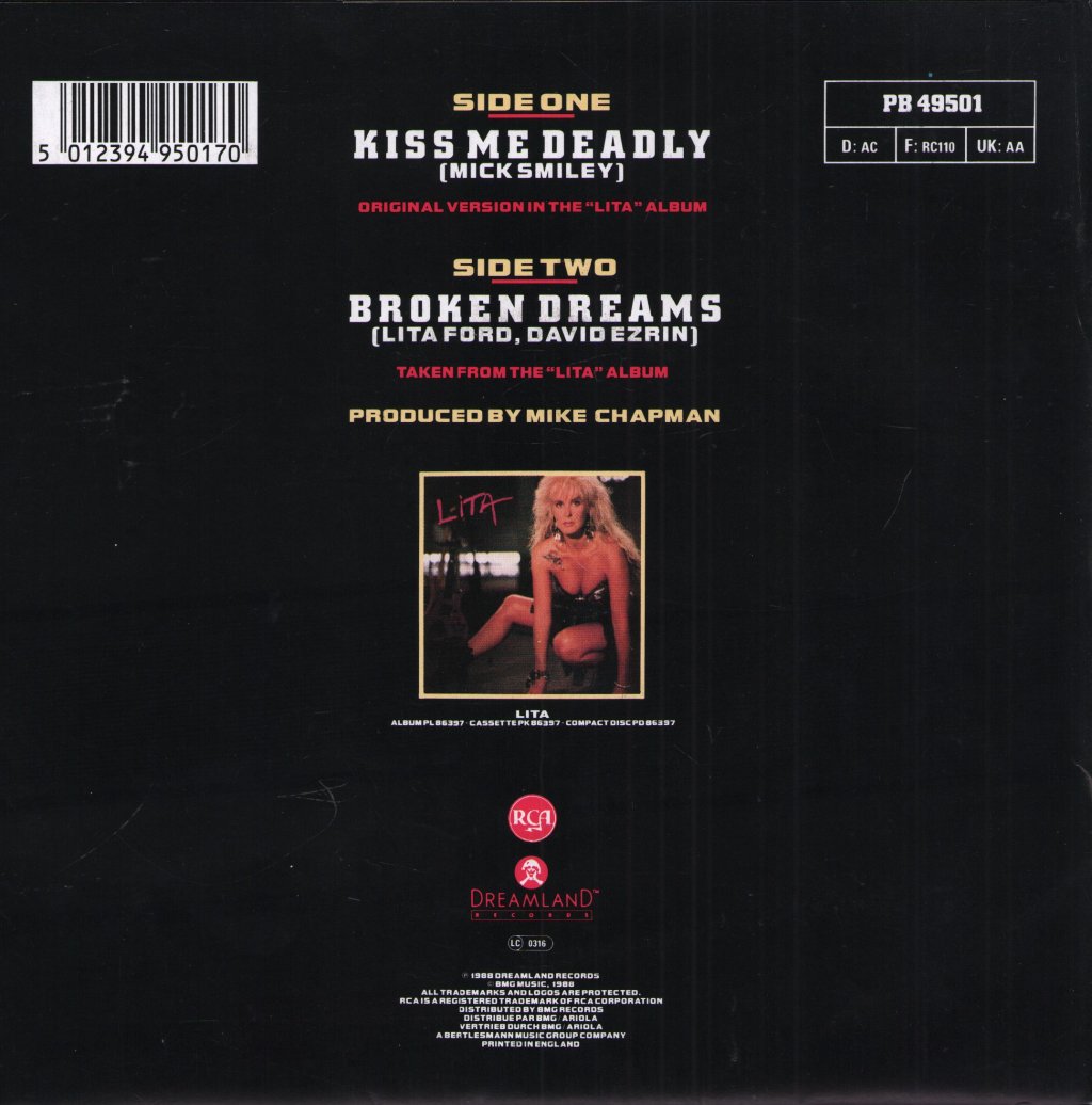 Lita Ford - Kiss Me Deadly - 7 Inch