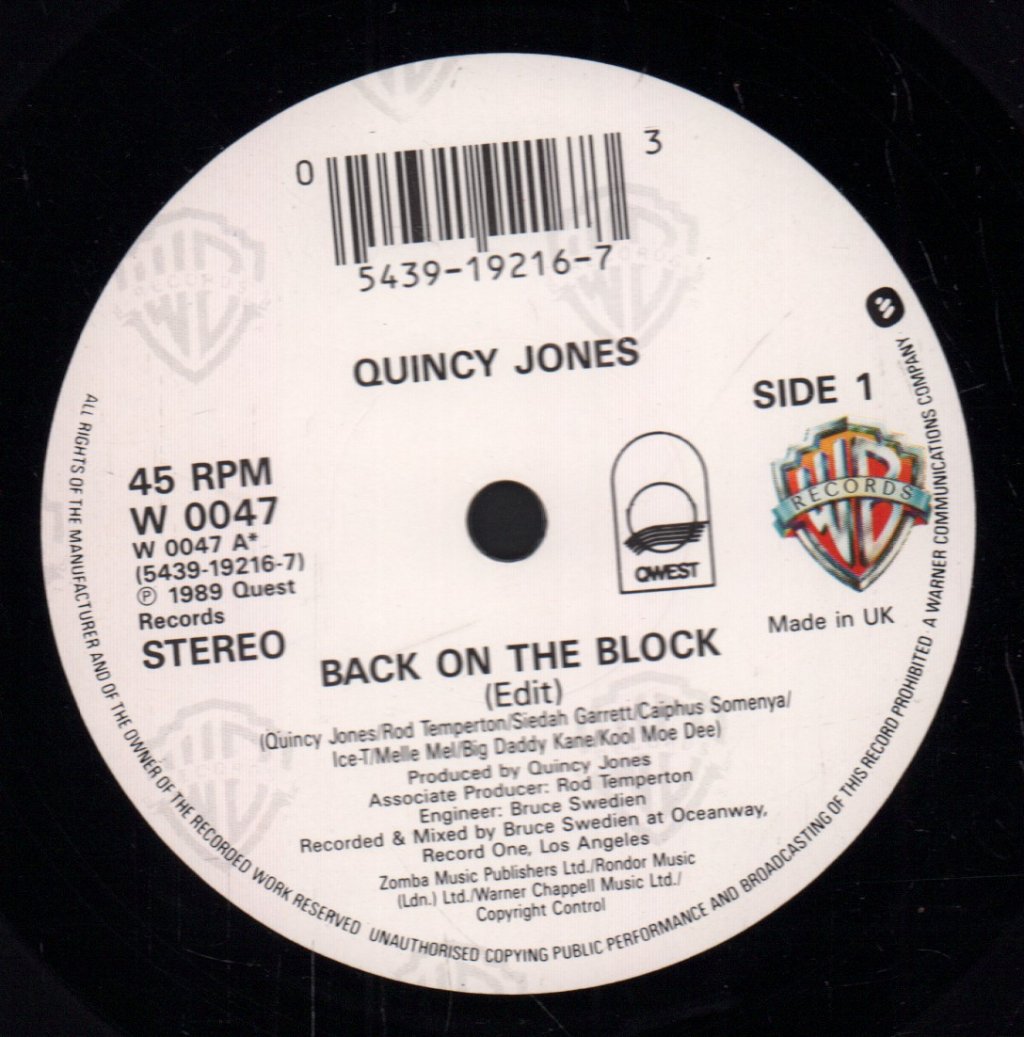 Quincy Jones - Back On The Block - 7 Inch