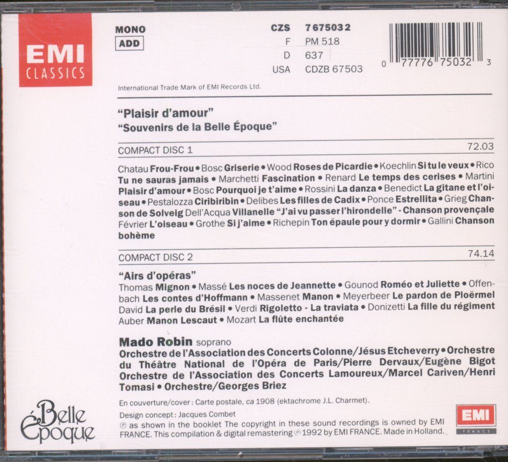 Mado Robin - Plaisir D'Amour - Double Cd