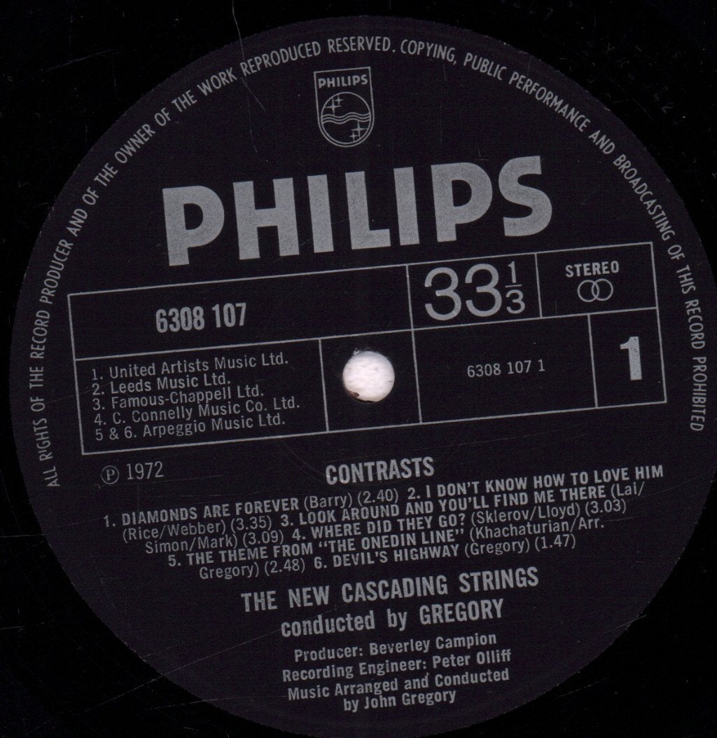 New Cascading Strings Conducted By Gregory - Contrasts - Lp