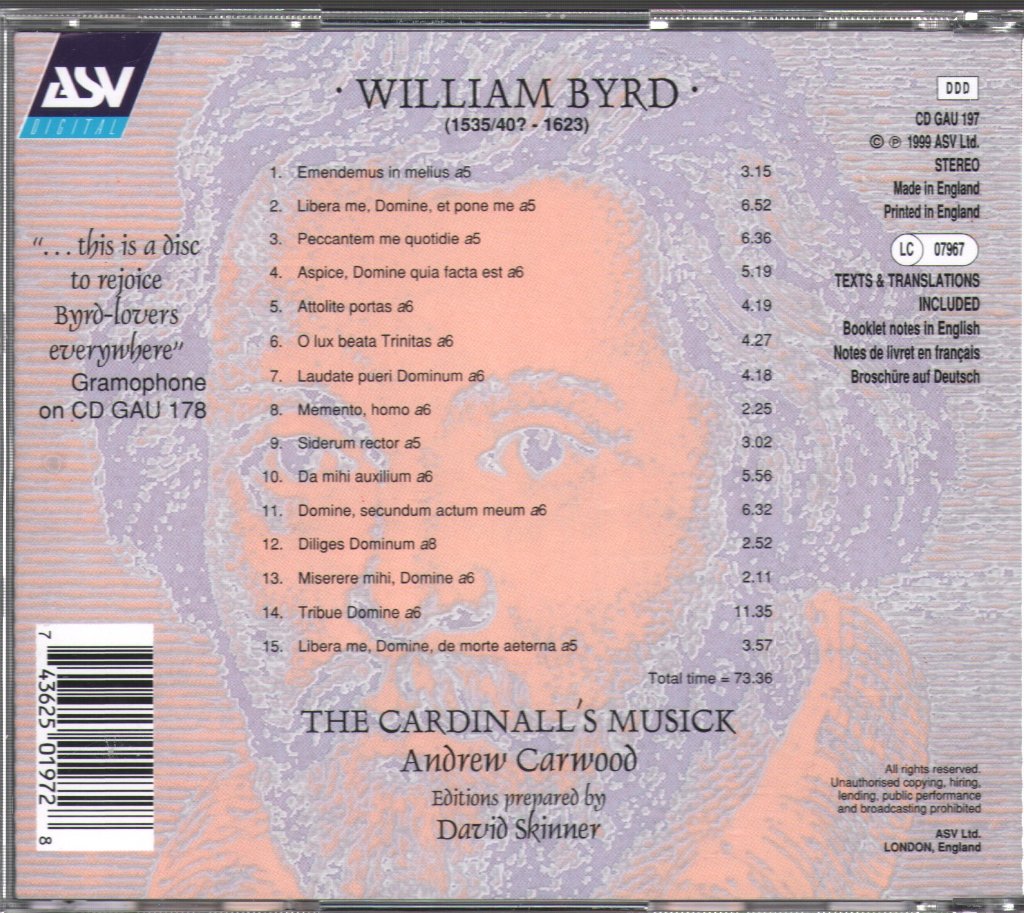 William Byrd - Cantiones Sacrae 1575 - Cd