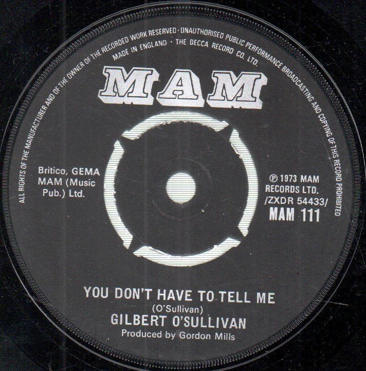 Gilbert O'Sullivan - Why Oh Why Oh Why - 7 Inch