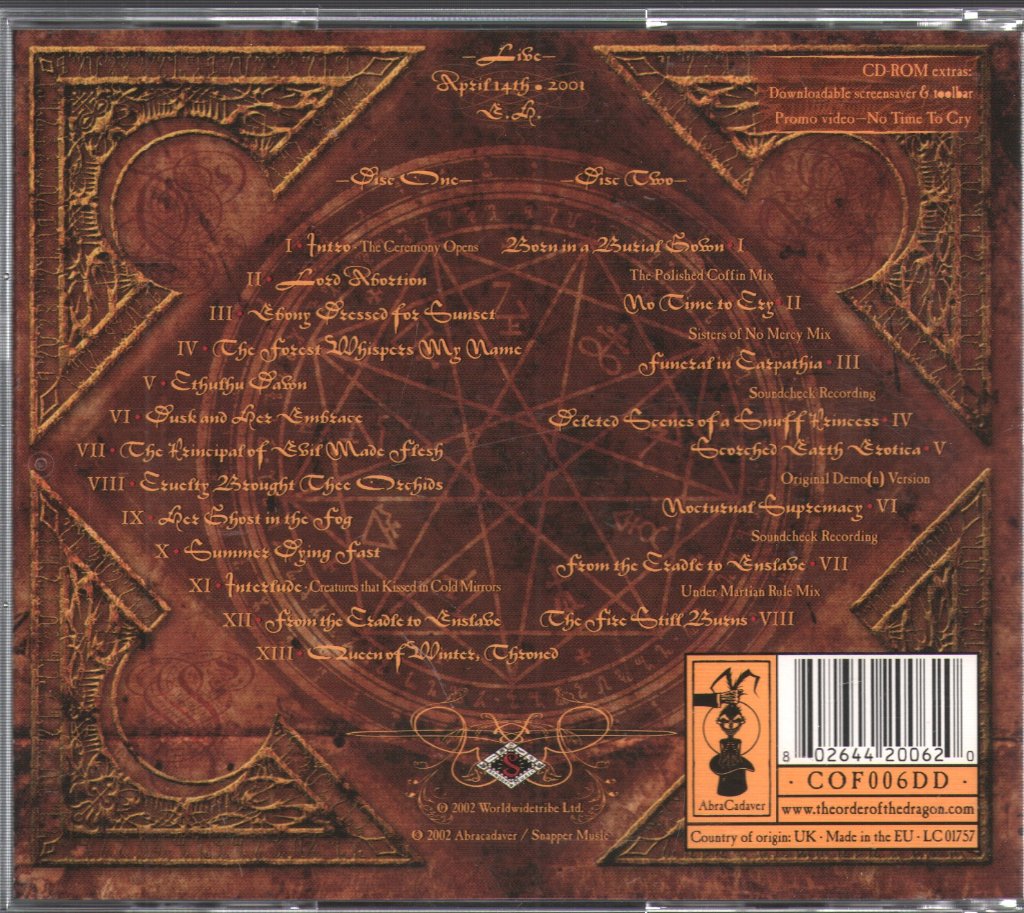 Cradle Of Filth - Live Bait For The Dead - Double Cd