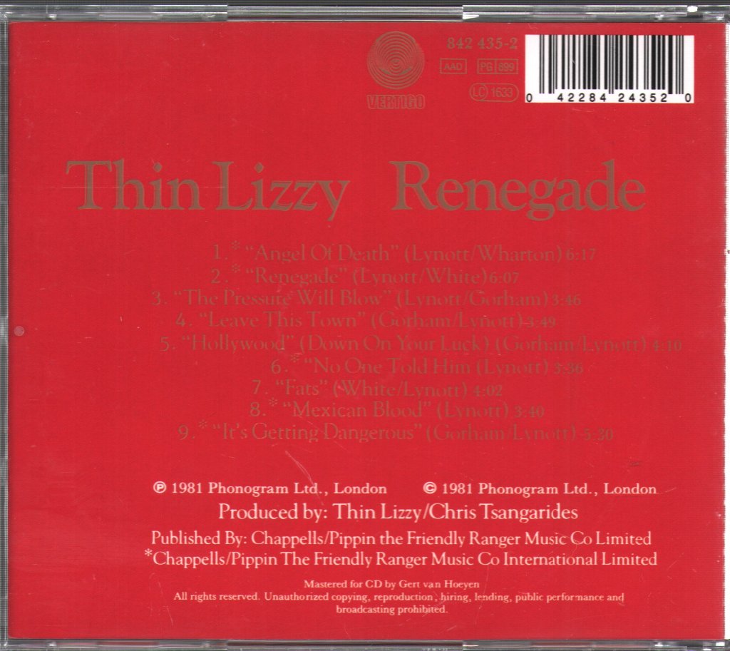 Thin Lizzy - Renegade - Cd