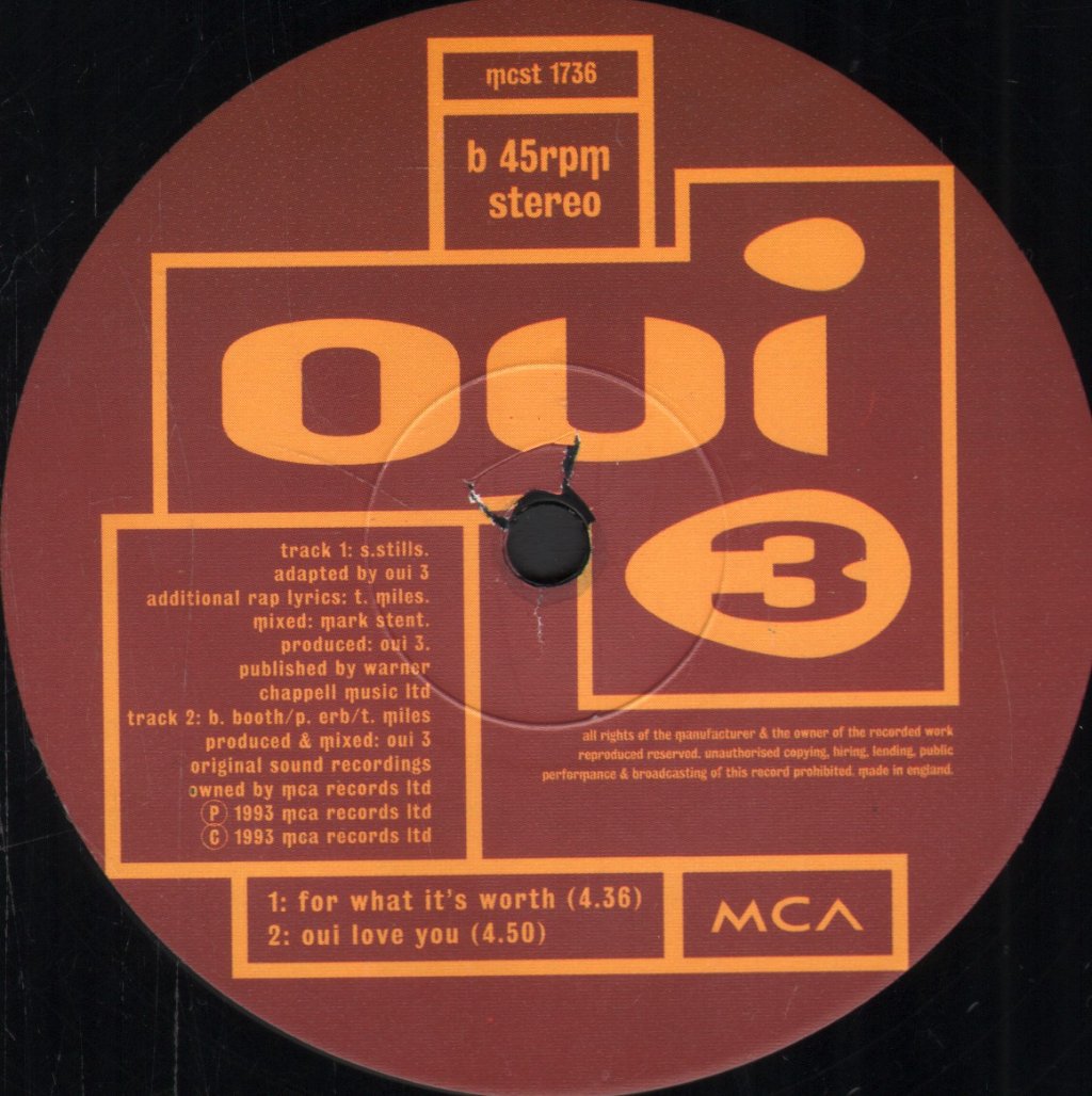Oui 3 - For What It's Worth - 12 Inch