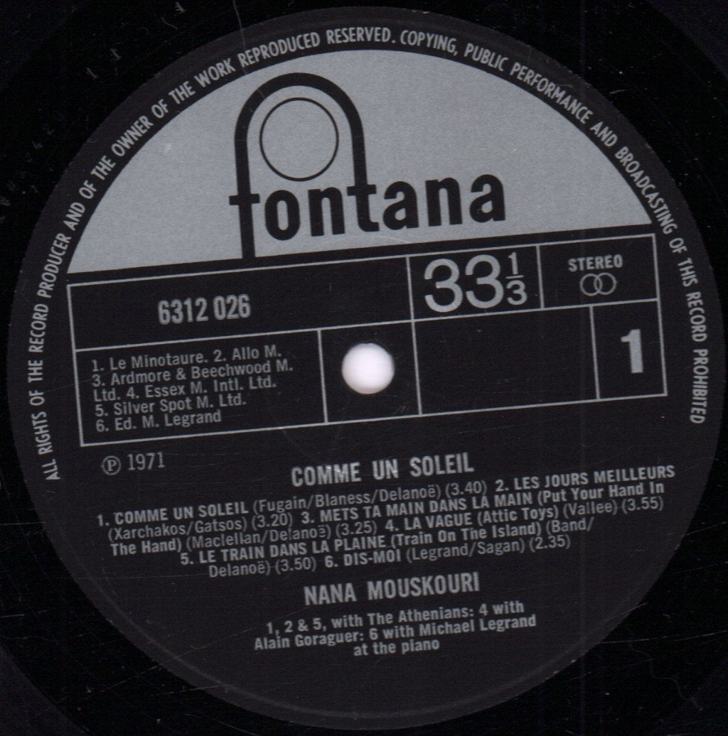 Nana Mouskouri - Comme Un Soleil - Lp