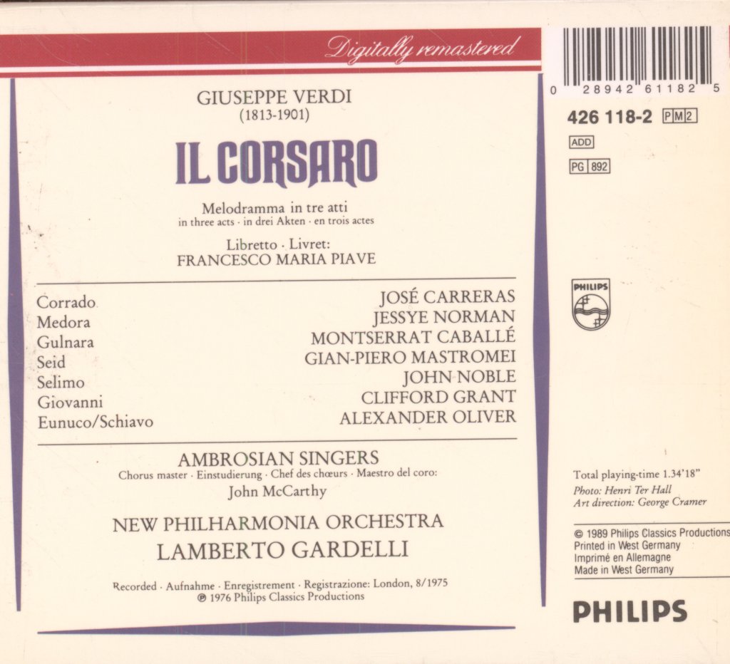New Philharmonia Orchestra, Lamberto Gardelli - Il Corsaro - Cd Set