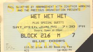 Wet Wet Wet - Sheffield Arena 24/06/95 - Ticket