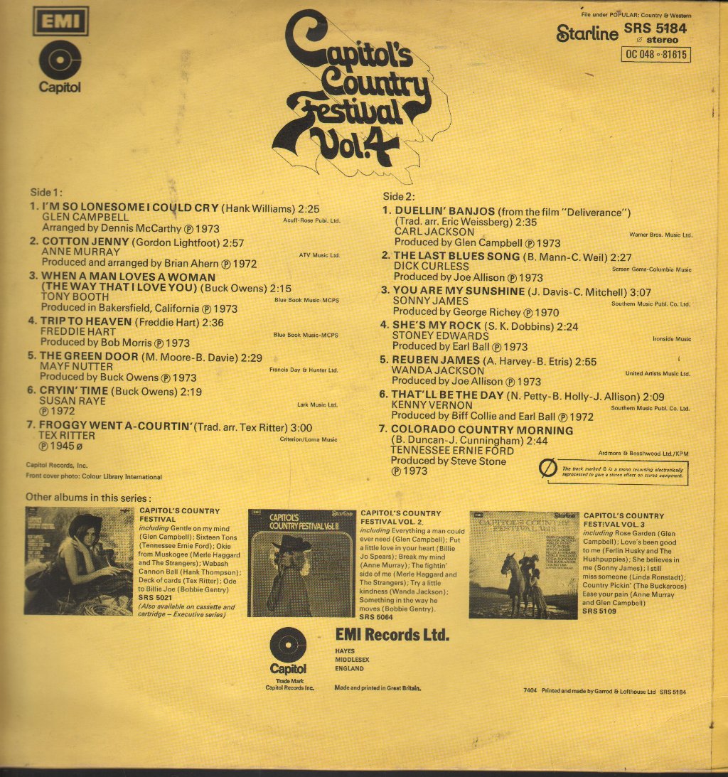 Various Artists - Capitol Country Festival Vol 4 - Lp